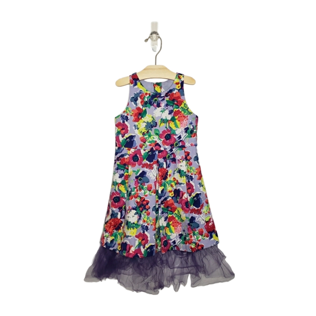 Janie And Jack 4 Toddler Girl Lavender Floral Tulle Tea Length Formal Dress